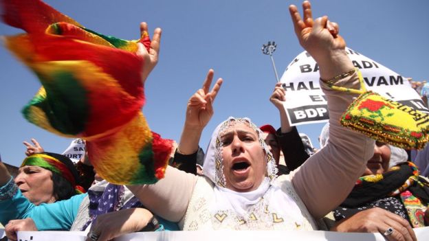Protesta de kurdos en Estambul.