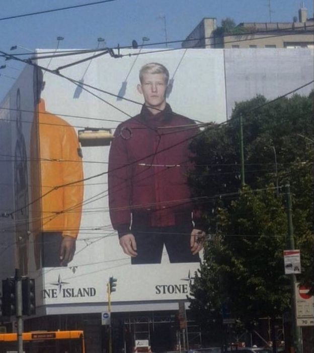 Connor posted this picture on Instagram of seeing himself on the side of a wall in Milan