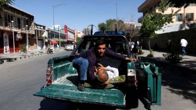 Injured man in Kabul blast, 31 May