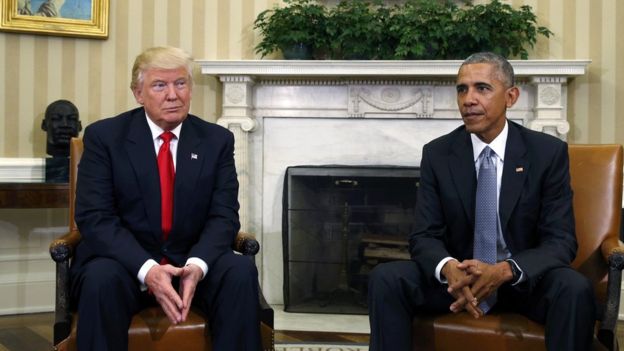 Trump and Obama in Oval Office