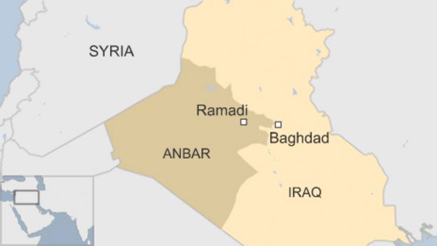Map of Iraq, showing Ramadi
