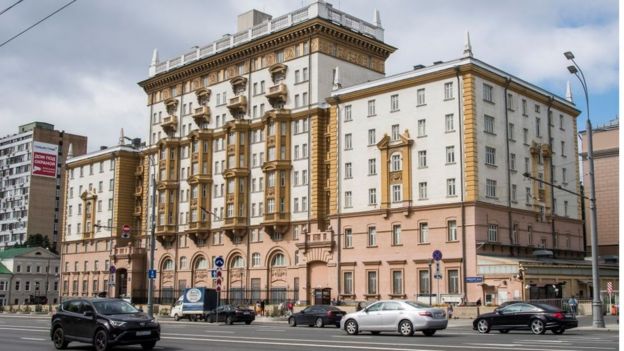 El edificio antiguo de la embajada de Estados Unidos en Moscú.