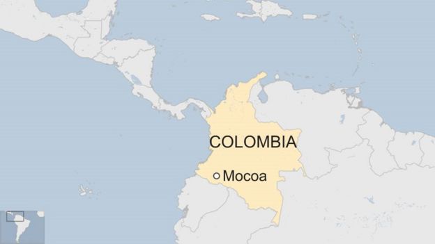 Map of Colombia showing Mocoa, where landslide killed dozens