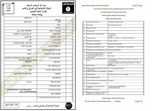 Islamic State registration form