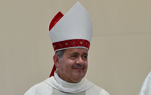 The bishop of Osorno, Juan Barros, pictured on January 18, 2018.