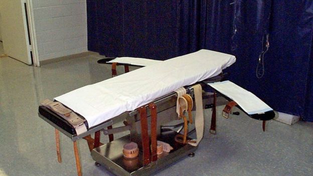 Camilla para ejecuciones con inyección letal en una cárcel de Estados Unidos