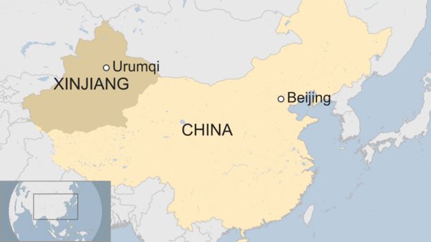 Map of Xinjiang in China