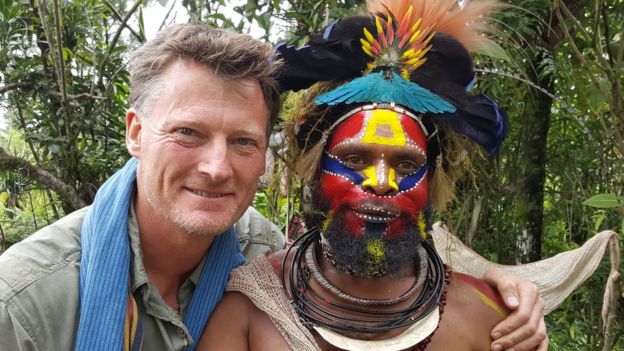Benedict Allen en Papua New Guinea.