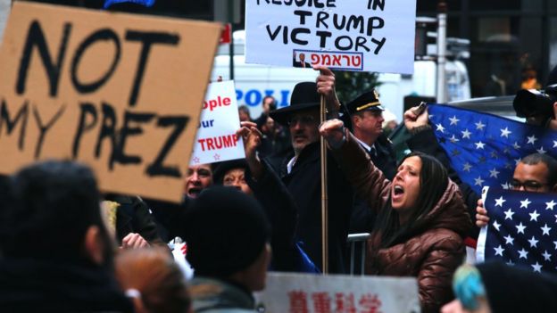Protestas contra la elección de Trump como el nuevo presidente de Estados Unidos.