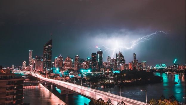 Night sky with lightning