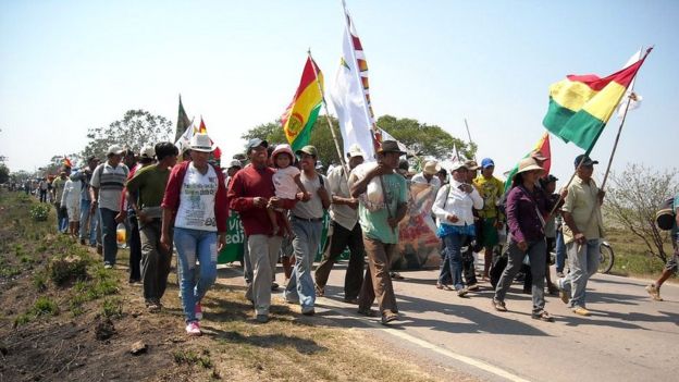 Marcha indígena en su primer día