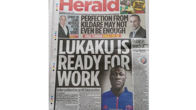 Hivi ndivyo gazeti la herald nchini Ireland lilivyochapisha