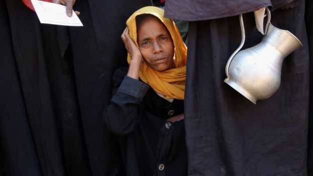 A Rohingya refugee woman at Kutupalang unregistered Refugee Camp in Cox's Bazar, Bangladesh, March 2017