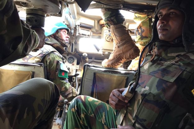 BanBat, the Bangladeshi unit of Minusma in Gao, patrol the city