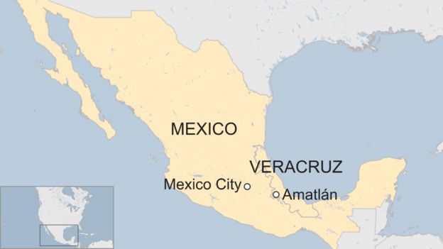 Map showing the location of Amatlán de los Reyes in the state of Veracruz, Mexico