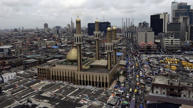 A picture taken on May 22, 2015 shows Nigeria's commercial capital of Lagos ahead the inauguration of President-elect Muhammadu Buhari on May 29.