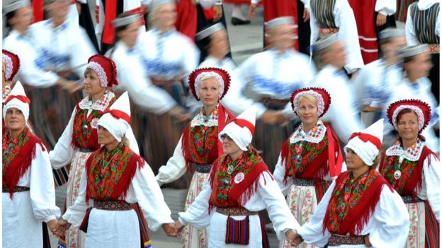 Estonian traditional dancers