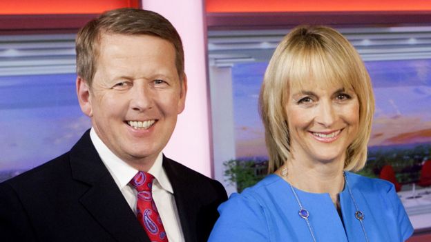 Bill Turnbull with Louise Minchin in 2014