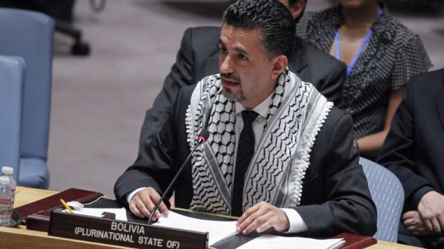 Embajador de Bolivia ante la ONU, Sacha Llorenti.