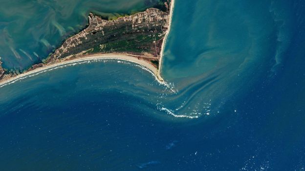 Foto satelital de Cape Point, Carolina del Norte.