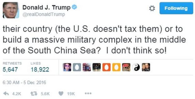 Screencap of Tweet by Donald J. Trump saying: 