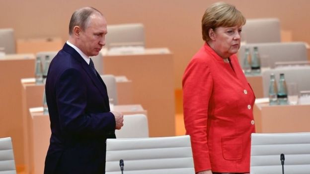 Merkel y Putin.