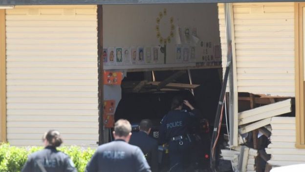 Police investigate the crash in the Sydney suburb of Greenacre on Tuesday