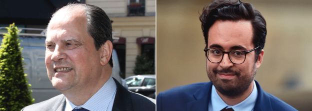 Socialist Jean-Christophe Cambadélis (L) and Mounir Mahjoubi of LREM
