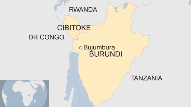 Ramani ya taifa la Burundi likipakana na jirani zake wa DR Congo na Rwanda