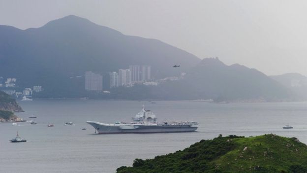 The Liaoning entering Hong Kong port