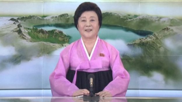 Apresentadora da TV estatal norte-coreana