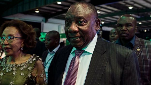 Cyril Ramaphosa arrives for a presidential Gala dinner at the Nasrec Expo Centre in Johannesburg on December 15, 2017