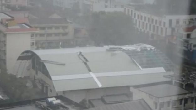 Storm-damaged roof n Ho Chi Minh City (04 November 2017)