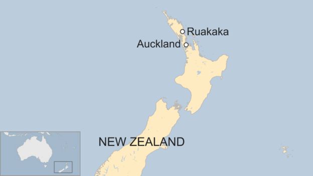 Image shows a map of New Zealand with Auckland and Ruakaka highlighted