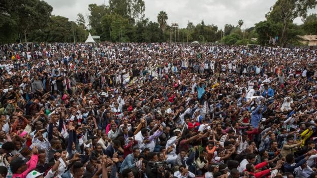 Protest against Ethiopian government in Bishoftu, on October 1, 2017