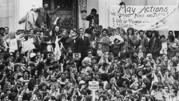 Protesta contra la guerra de Vietnam frente al Capitolio de Washington DC en mayo de 1971