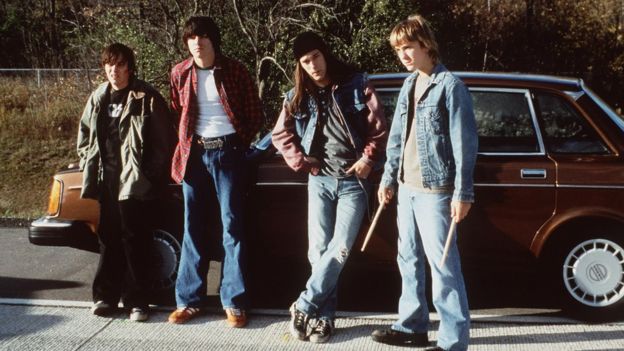 1999 (l to r) Edward Furlong, Guiseppe Andrews, James DeBello, and Sam Huntington star in the new movie 'Detroit Rock City.'