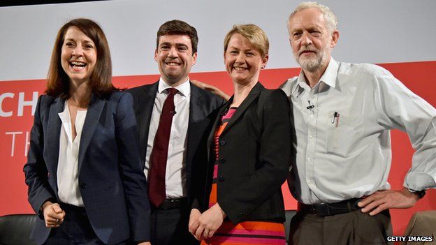 Liz Kendall, Andy Burnham, Yvette Cooper and Jeremy Corbyn