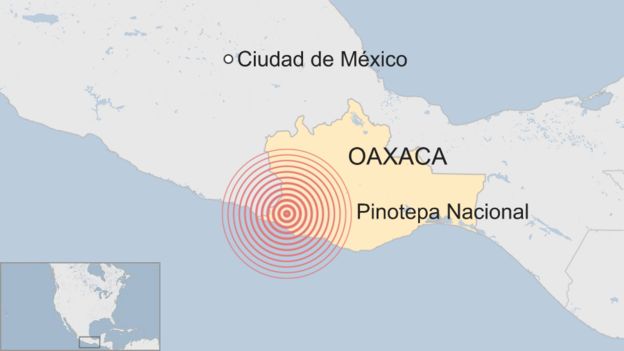 Mapa terremoto en México el 16 de febrero de 2108.