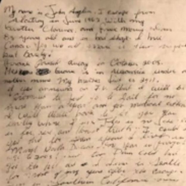 Letter allegedly from prisoner John Anglin