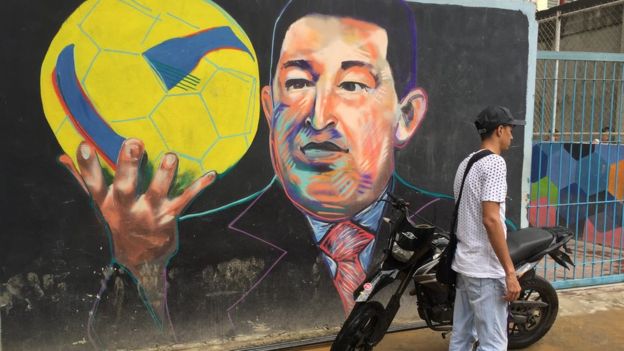 Un mural de Hugo Chávez.