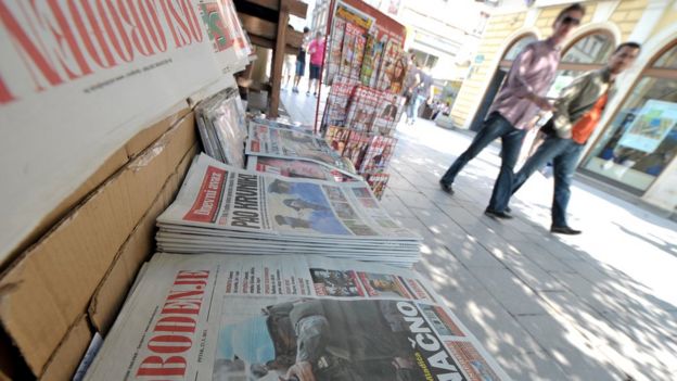 Newspaper stand in Sarajevo