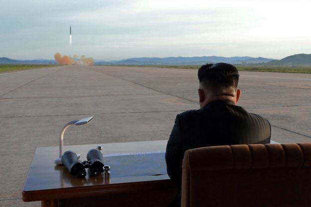 Kim Jong-un watches a missile launch from North Korea, 16 September