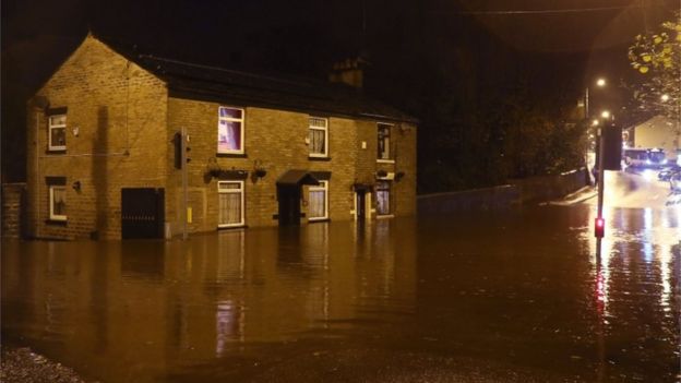 A flooded street