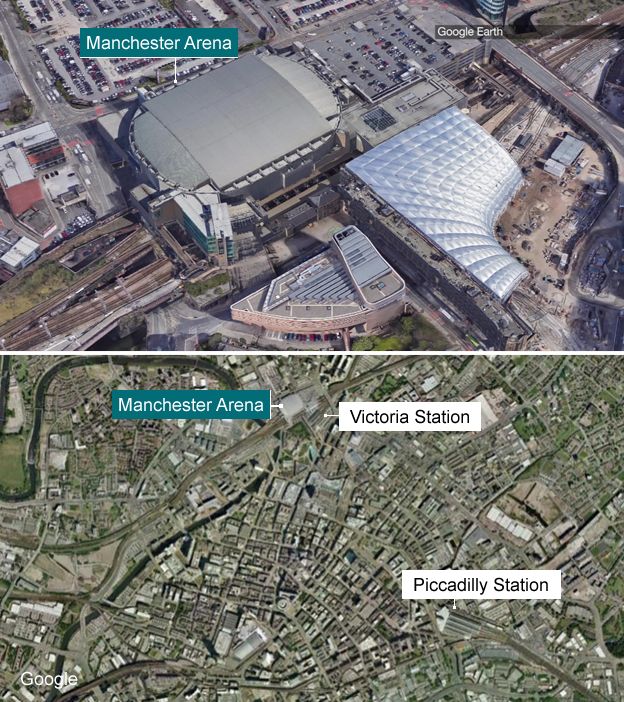 Map of Manchester Arena location