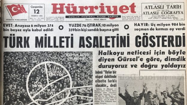 12 Temmuz tarihli Hürriyet gazetesi. Cemal Gürsel'in açıklamasını aktarıyor: Türk milleti asaletini gösterdi.