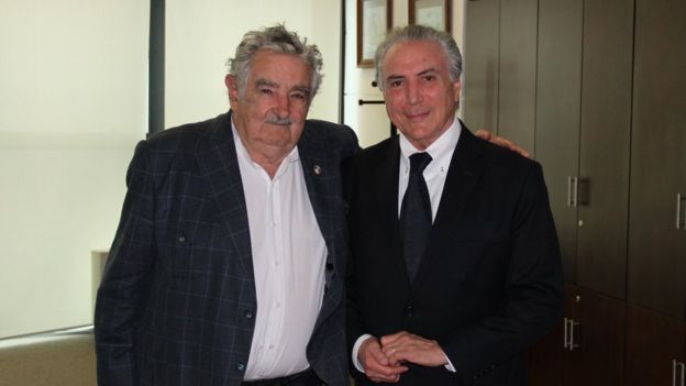 Pepe Mujica e Michel Temer em 2014