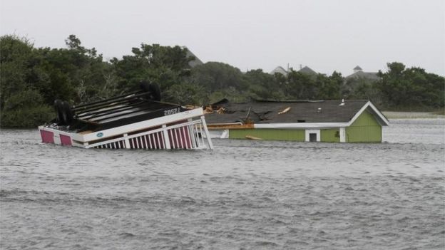 Casa inundada en Carolina del Norte.