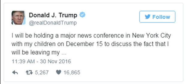 A tweet from Donald Trump reads: