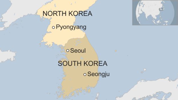 Map showing Seongju in South Korea